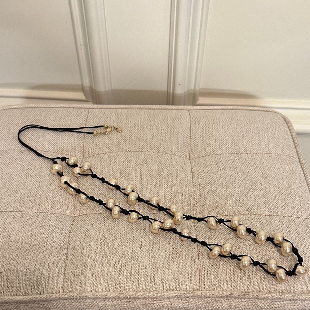 J. Crew Black and Cream Pearl Necklace
